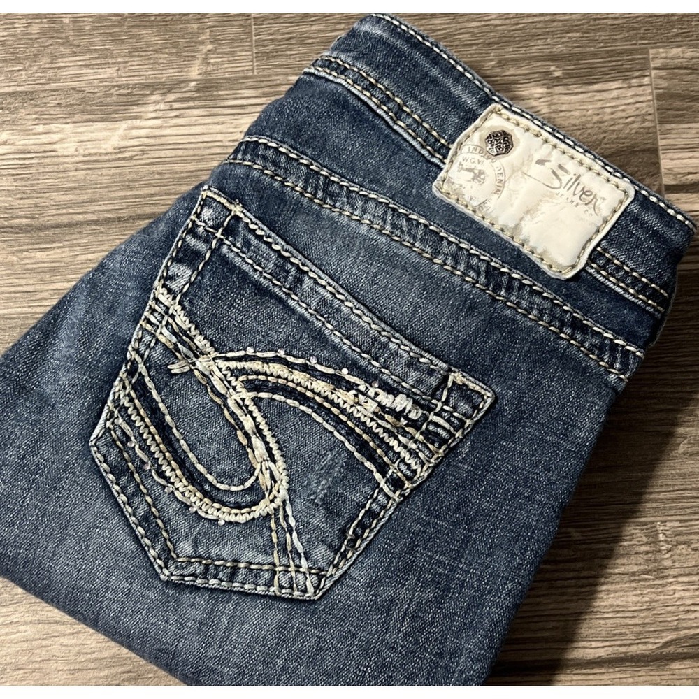 Silver Jeans Women's Sam Boyfriend Low‎ Rise Distressed Jeans SZ 28x28 (29x28)